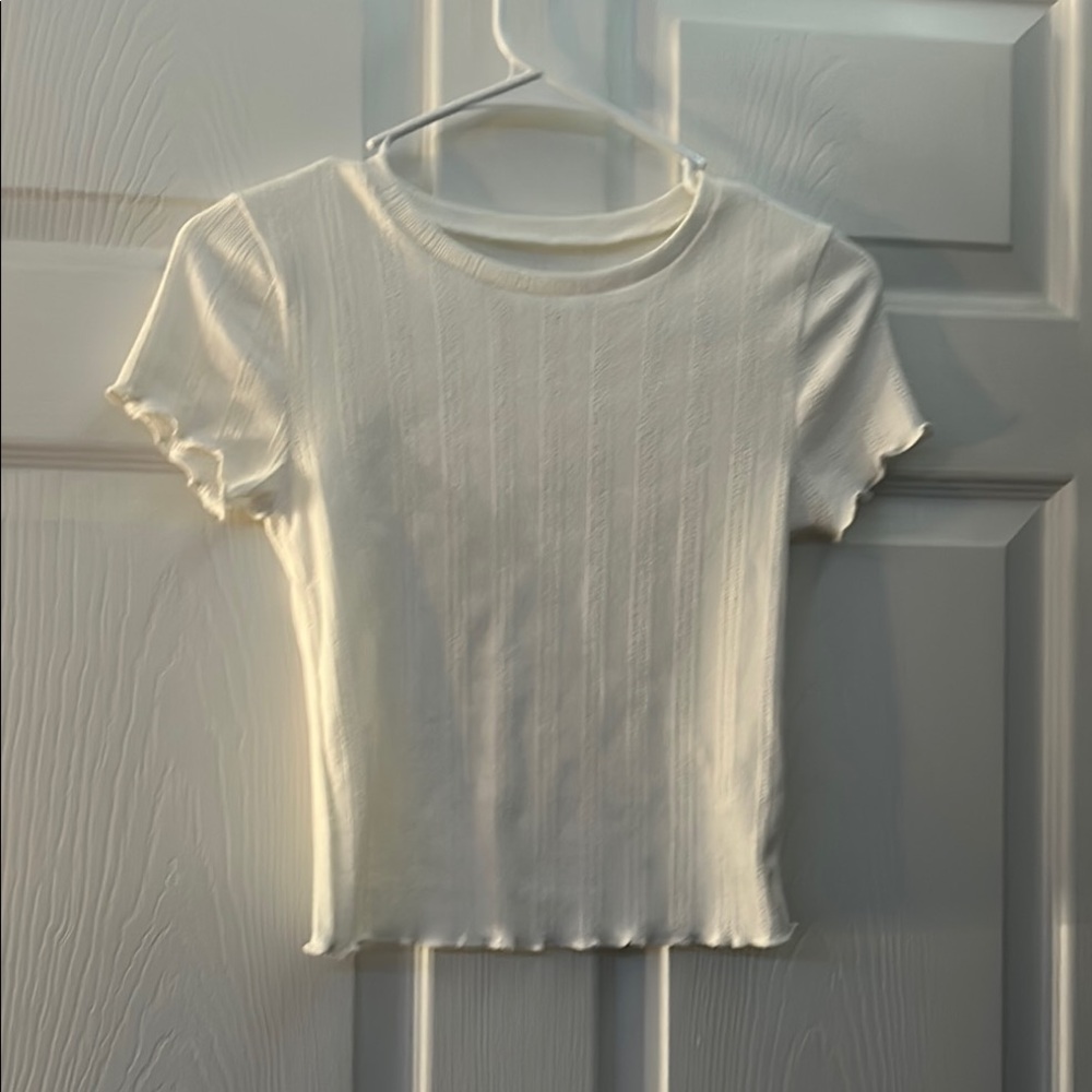 Classic White Ribbed Women's Top